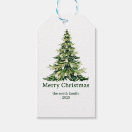 Etiquetas Para Regalos Elegante acuarela Merry Christmas Tree Non Photo