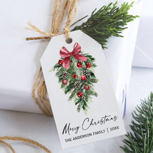 Etiquetas Para Regalos Elegante acuarela Pines Calligraphy Ink Navidades
