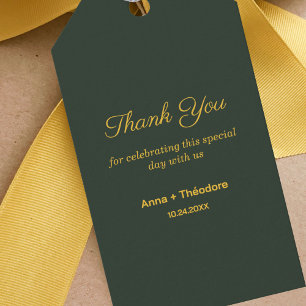 Etiquetas Para Regalos Elegante agradecimiento en oro y verde bosque