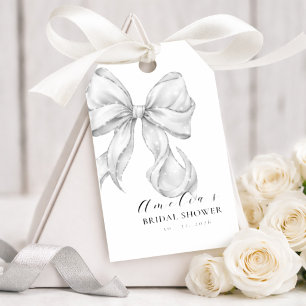 Etiquetas Para Regalos Elegante, anudando el lazo de ducha de boda blanca