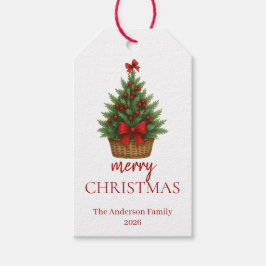 Etiquetas Para Regalos Elegante árbol de Navidad – cinta roja