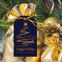 Elegante árbol de Navidad dorado azul marino vacac