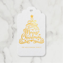 Etiquetas Para Regalos Elegante árbol de Navidad familiar