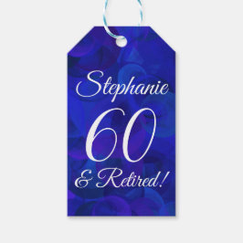 Etiquetas Para Regalos Elegante Azul Real 60 y Jubilación Jubilado