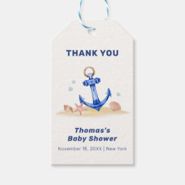 Etiquetas Para Regalos Elegante Bajo El Mar Náutico Anchor Boy Baby Showe