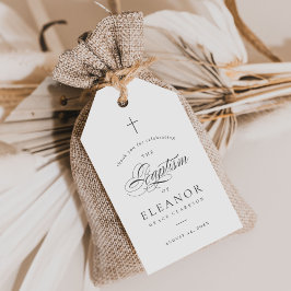 Etiquetas Para Regalos Elegante bautismo de calligrafía cruzada Gracias A