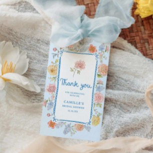 Etiquetas Para Regalos Elegante Blue Floral mano mano Bridal Shower