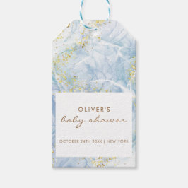 Etiquetas Para Regalos Elegante Blue Gold Agate Boy Baby Shower