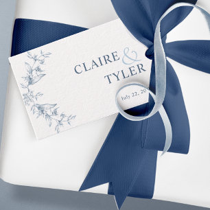 Etiquetas Para Regalos Elegante Boda Azul y Blanco de Estilo Chic