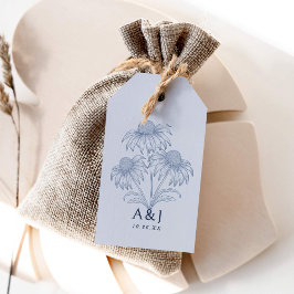 Etiquetas Para Regalos Elegante Boda Botánico Dusty Blue de Coneflower