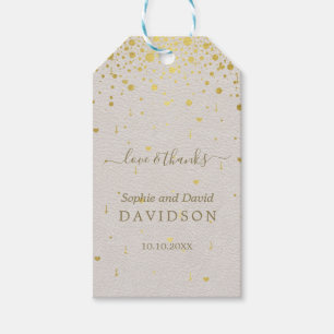 Etiquetas Para Regalos Elegante Boda de Confetti de Oro de Cuero Blanco