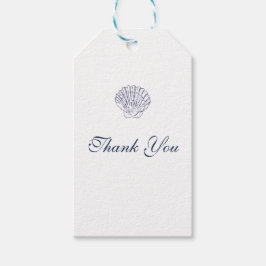 Etiquetas Para Regalos Elegante Boda de la Shell azul oscuro gracias