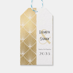 Etiquetas Para Regalos Elegante Boda de oro del Gatsby Art Deco de los añ