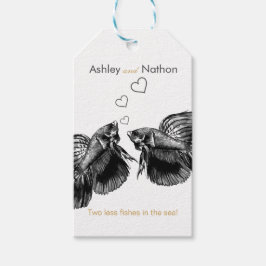 Etiquetas Para Regalos Elegante Boda de peces de color oro negro