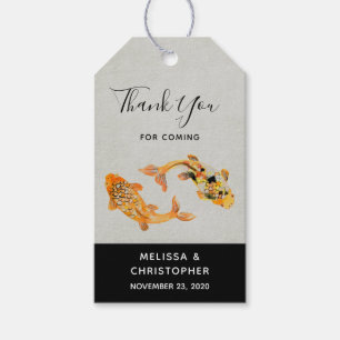 Etiquetas Para Regalos Elegante Boda de pescado Koi Gold Gracias