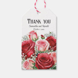 Etiquetas Para Regalos Elegante Boda de rosas rojas y rosas