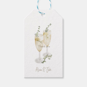 Etiquetas Para Regalos Elegante Boda de Watercolor Champagne Glasses