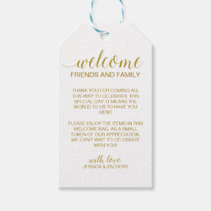 Etiquetas Para Regalos Elegante Boda Faux Gold Bag de bienvenida