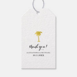 Etiquetas Para Regalos Elegante Boda Faux Gold Palm Tree