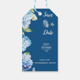 Etiquetas Para Regalos Elegante Boda floral azul