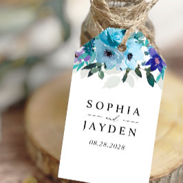 Etiquetas Para Regalos Elegante boda floral azul violeta de primavera pol
