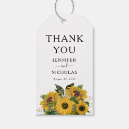 Etiquetas Para Regalos Elegante Boda floral de girasol Gracias