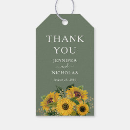 Etiquetas Para Regalos Elegante Boda floral de girasoles verde
