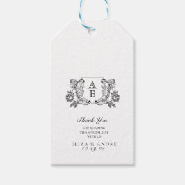 Etiquetas Para Regalos Elegante Boda floral de Peones Blanco y Negro