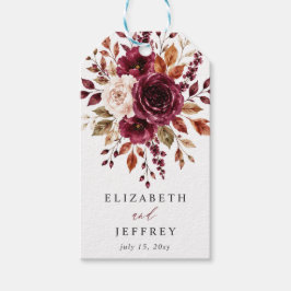 Etiquetas Para Regalos Elegante Boda Floral Otoño Burgundy Boho