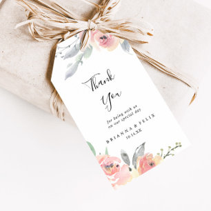 Etiquetas Para Regalos Elegante Boda floral rosa de Rubor Gracias