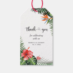 Etiquetas Para Regalos Elegante Boda tropical de tipos de letra Gracias E
