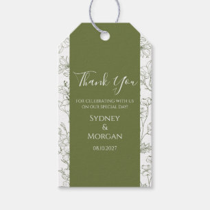 Etiquetas Para Regalos Elegante Boda verde azulado botánico floral