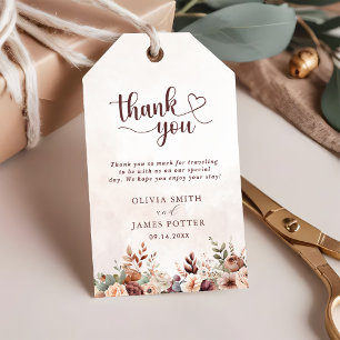 Etiquetas Para Regalos Elegante Boho Floral de Boda Agradecimiento