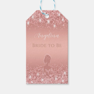 Etiquetas Para Regalos Elegante Bridal Shower Dorado Rosa de Lujo con Bri