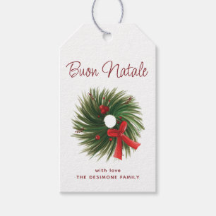Etiquetas Para Regalos Elegante Buon Natale Watercolor Wreath