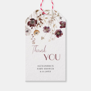 Etiquetas Para Regalos Elegante Burgundy Wildflowers Baby Shower