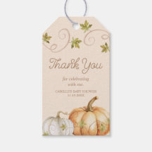 Elegante Calabaza Caída Baby Shower Gracias Etique