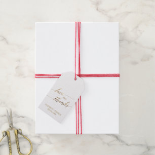 Etiquetas Para Regalos Elegante caligrafía de oro   Amor floral y gracias