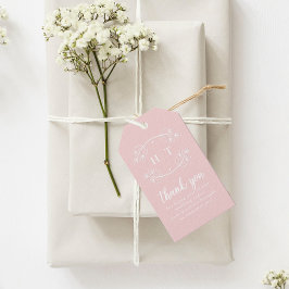Etiquetas Para Regalos Elegante caligrafía monográfica Boda rosa