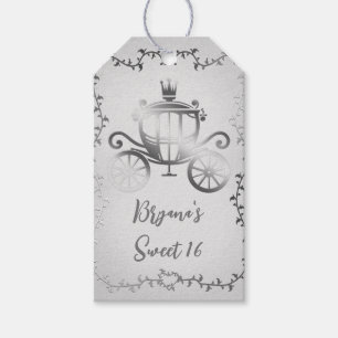 Etiquetas Para Regalos Elegante Carruaje de Plata Historia Libro Blanco R