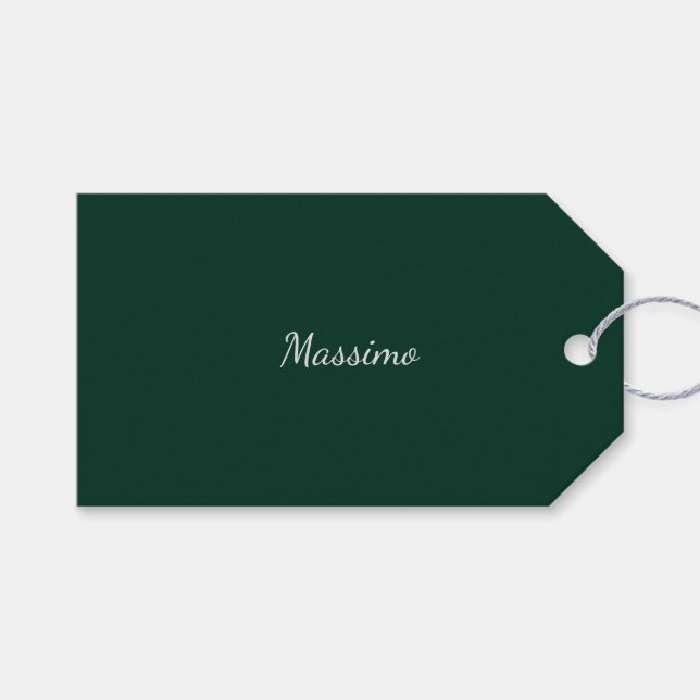 Etiquetas Para Regalos Elegante Casual Verde Oscuro Propio Nombre Letra a (Frente (Horizontal))