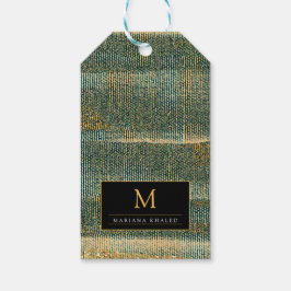 Etiquetas Para Regalos Elegante Cepillo Verde con dorado y negro 