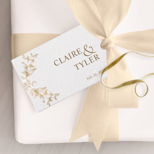 Etiquetas Para Regalos Elegante Chic Boda Blanca y Dorada