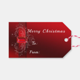 Etiquetas Para Regalos Elegante Cinta Roja Sparkling Ruby