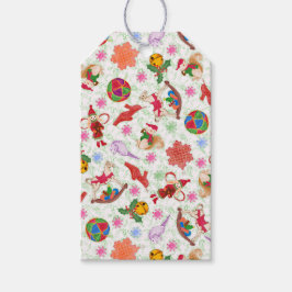 Etiquetas Para Regalos Elegante color de agua kitsch verde Ditsy Holiday