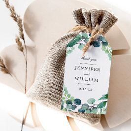 Etiquetas Para Regalos Elegante color de agua Leafy Boda verde botánico