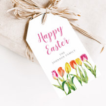 Elegante Colorido Feliz Pascua Floral Tulipán