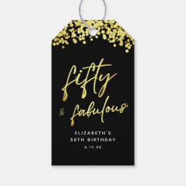 Etiquetas Para Regalos Elegante Confetti de Oro Negro Cincuenta y Fabulos