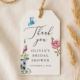 Etiquetas Para Regalos Elegante Desayuno Nupcial Floral | Rosa - Gracias