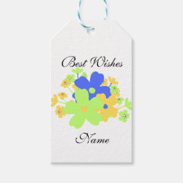 Etiquetas Para Regalos Elegante diseño floral en verde amarillo azul